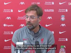 Klopp discusses Liverpool's defence and Fabinho's ability to play centre-back. DUGOUT