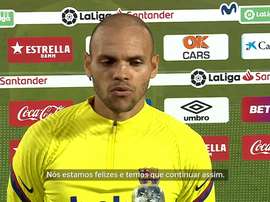 Braithwaite vibra após marcar 1º gol pelo Barça. DUGOUT