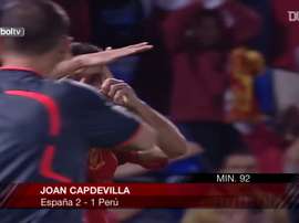 En el 92', Capdevila dio la victoria a España ante Perú en 2008. DUGOUT