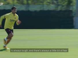 'i am enjoying training with my team mates again'. DUGOUT