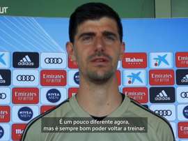 Courtois comemora volta aos treinos do Real Madrid. DUGOUT