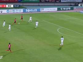 Moon Seon-min gave Sangju Sangmu the three points v Busan in the K-League. DUGOUT