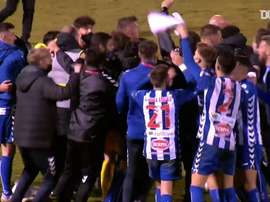 Alcoyano were ecstatic after knocking RM out of the Copa del Rey. DUGOUT