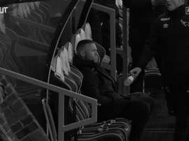 Wayne Rooney's first interview as Derby Manager. DUGOUT
