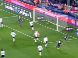 La prima tripletta di Messi al Valencia. Dugout