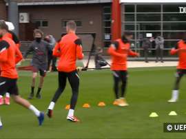 Liverpool train ahead of the Ajax match. DUGOUT