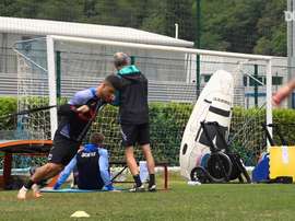 Sampdoria's players did fitness exercises as part of training. DUGOUT