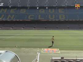 Messi and the rest of the Barca team trained again at the Camp Nou. DUGOUT