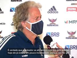Jorge Jesus exaltou a participação de Gabigol com assistências. DUGOUT