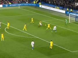 Brighton were 3-0 up at half-time despite having a man sent off. DUGOUT