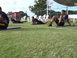 Sport trained ahead of the match. DUGOUT