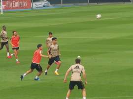 Real Madrid practised ball retention and shooting practice during training. DUGOUT