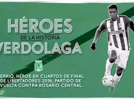 Orlando Berrío, héroe 'verdolaga'. Dugout