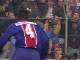 Le coup franc de N'Gotty contre le Rapid de Vienne. DUGOUT