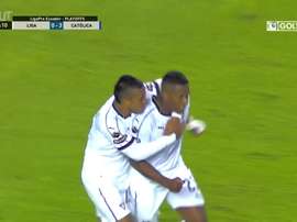 Primeiro gol de Valencia na LDU. DUGOUT