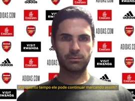 O técnico Mikel Arteta concedeu entrevista após a goleada do Arsenal sobre o Norwich. DUGOUT