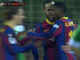 Ousmane Dembele missed a penalty, but then scored for Barca v Cornella. DUGOUT