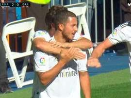 Saiu o primeiro gol de Hazard! Captura/Movistar