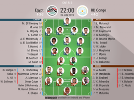 Egypt v DR Congo, Africa Cup of Nations, Group A, 26/06/19, Official Lineups, BeSoccer