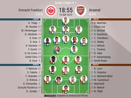 Eintracht Frankfurt v Arsenal, Europa League matchday 1, 19/09/19 - official-line-ups. BeSoccer