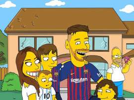 Messi y su familia, caricaturizados en Springfield. Instagram/Steart__