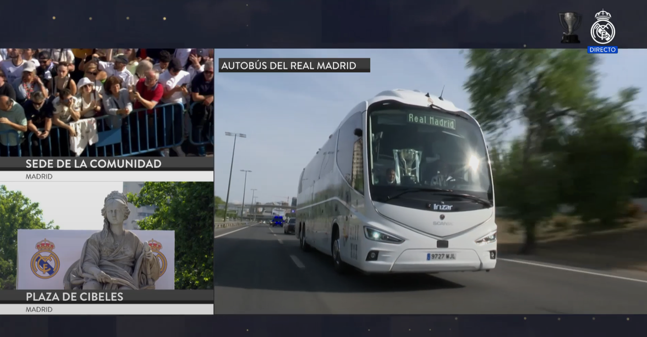 DIRECTO | El autobús del Madrid llega al edificio de la Comunidad