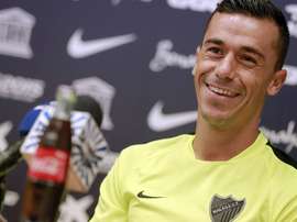 El centrocampista del Málaga, Fabio Espinho, en una rueda de prensa. MalagaCF