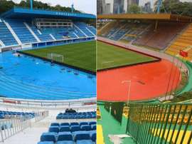 El Guangzhou R&F atrajo la buena suerte pintando su estadio de dorado. AFP