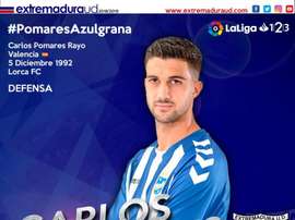 Pomares firma por dos temporadas. Twitter/EXT_UD