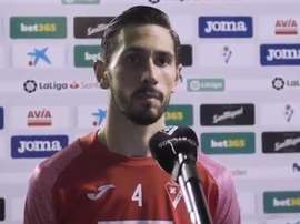 Paulo Oliveira atendió a los medios tras el partido. Twitter/SDEibar