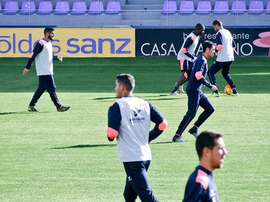 El Huesca, durante un entrenamiento. Twitter