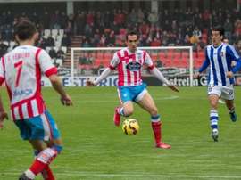 El nuevo futbolista del Huesca, David López, en un encuentro cuando militaba en el Lugo. CDLugo