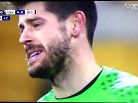 El portero no pudo evitar las lágrimas ante el Dinamo de Kiev. beIN Sports
