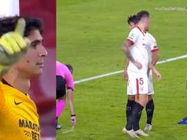 El Sevilla venció por la mínima. Capturas/Twitter/MovistarFutbol
