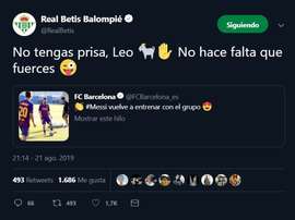 Le Betis demande à Messi de 'lever le pied' ! Twitter/realbetis