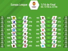 Enfrentamientos de dieciseisavos de final de la Europa League 2017-18. BeSoccer