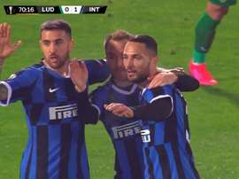 Eriksen, primer gol con el Inter. Captura/MovistarFutbol