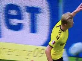 Haaland porta in vantaggio il Dortmund. Captura/Vamos