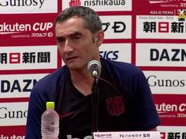 Valverde lors de la conférence de presse avant le Vissel Kobe-Barcelone. Capture/FCBarcelone