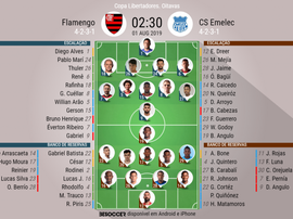 Escalações de Flamengo e Emelec. BeSoccer