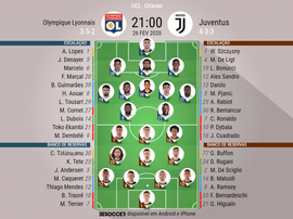 Escalações de Lyon e Juventus - 26/02/2020. BeSoccer