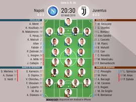 Escalações de Napoli e Juventus. BeSoccer