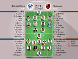 Escalações de San José e Flamengo. BeSoccer