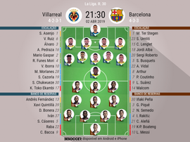 Escalações de Villarreal e Barcelona. BeSoccer