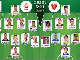 As escalações de Polônia e Monetnegro, respetivamente, para este jogo. BeSoccer