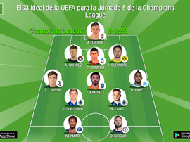 Este es el XI ideal de la UEFA para la jornada 5 de la Champions League. BeSoccer