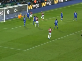 Balbuena scored for West Ham against Leicester. Captura/RMCSport