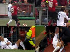 Le mauvais geste de Young sur Di Maria. Capture/Movistar/ESPN