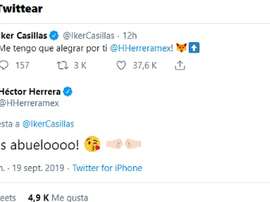 Casillas félicite Herrera, qui l'appelle Papi !. Twitter
