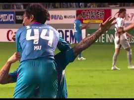 Torres revived the celebration after his headed goal. Screenshot/JLeague